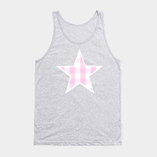 Soft Pink and White Buffalo Plaid Star Tank Top